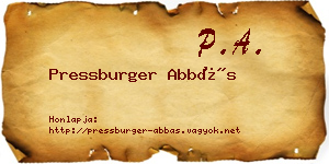 Pressburger Abbás névjegykártya